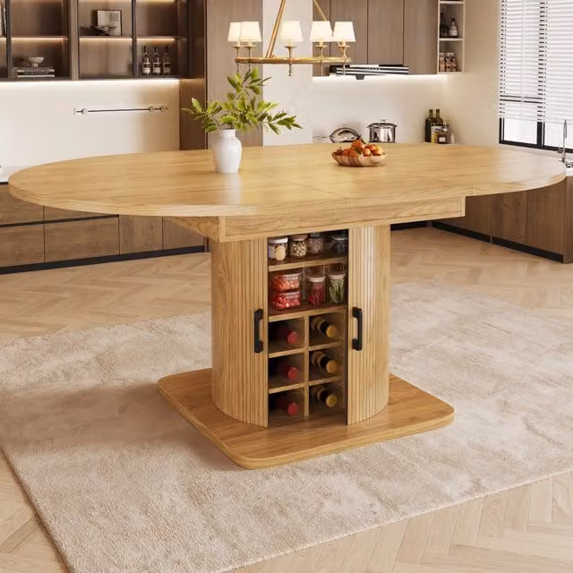 Tavolo da pranzo allungabile Mivray moderno con vano contenitore in MDF e metallo marrone L: 118 cm, P: 118 cm, H: 76 cm