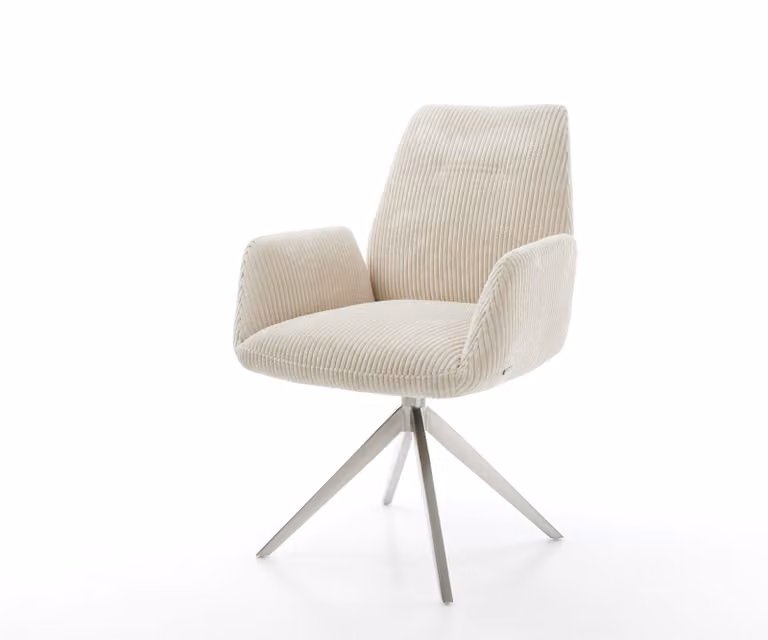 DELIFE Sedia da pranzo Zoa-Flex Cord Beige Telaio a croce largo Acciaio inossidabile Molle insacchettate