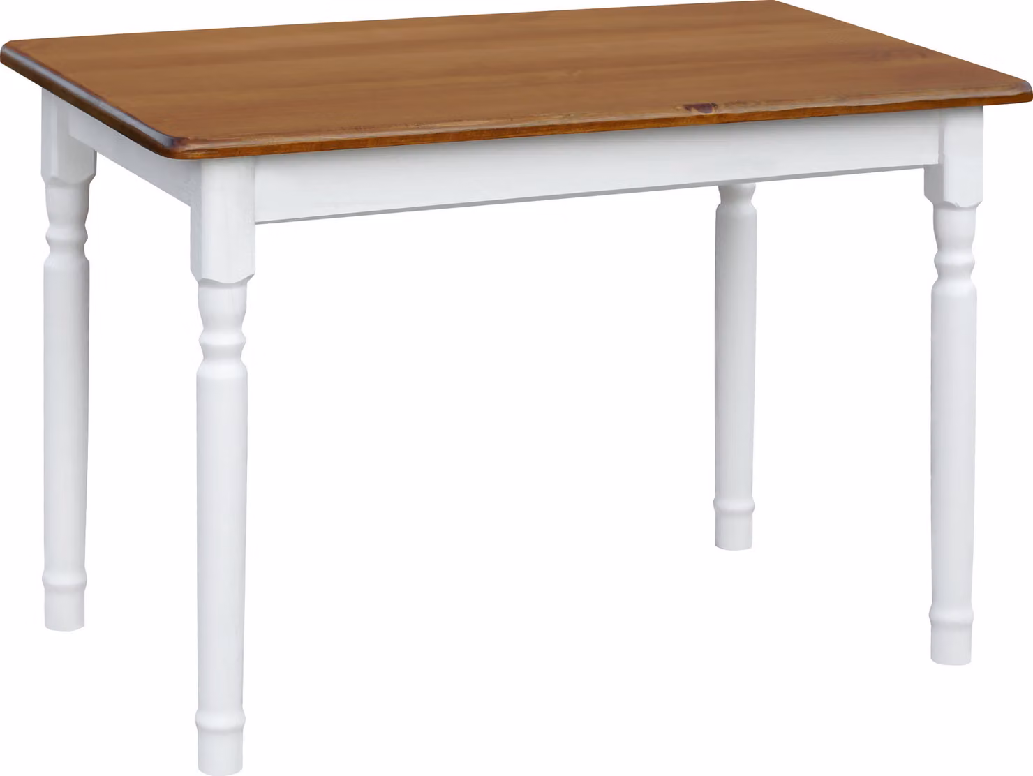 Tavolo bianco II in legno di pino massiccio con piano in colore rovere 100 x 60 cm