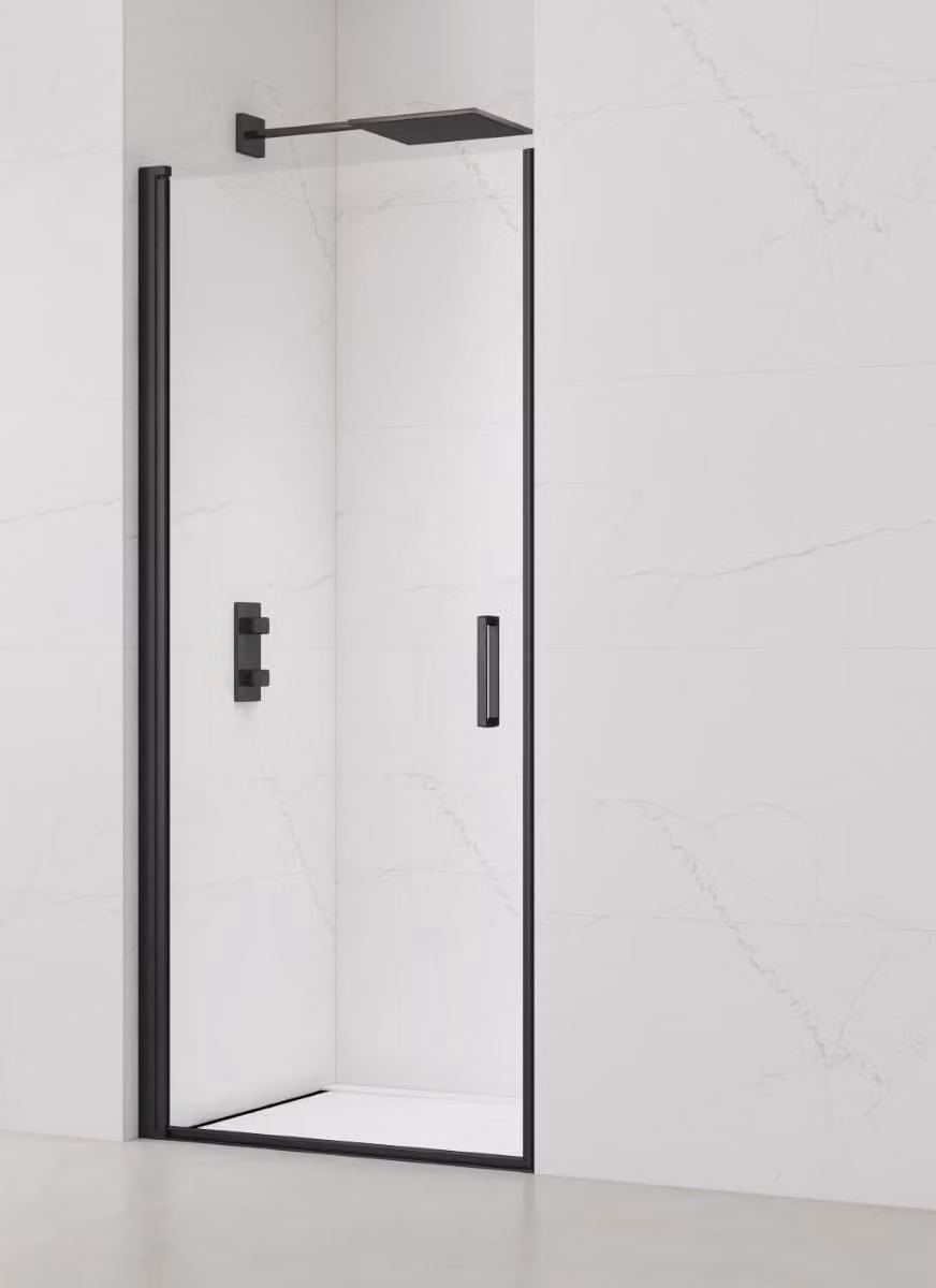 Swiss Aqua Technologies Fusion porta per nicchia Porta per doccia Walk-In 90 cm, nero