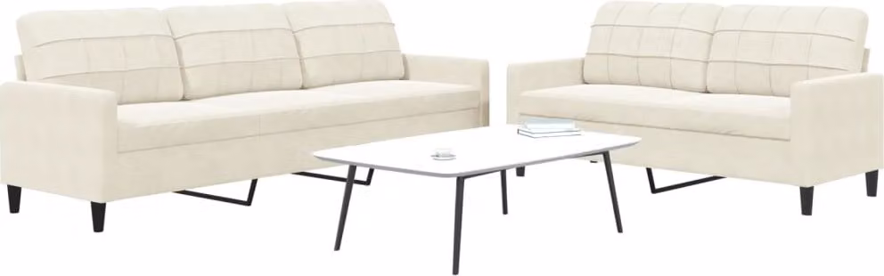 Maison Exclusive - Set divano a 2 posti con cuscini in velluto color crema