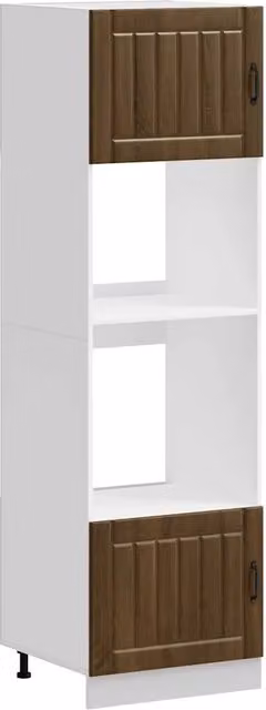 Set di 2 armadietti per forno classici rovere marrone 60 x 57 x 207 cm con piedi regolabili in stile contemporaneo in legno multistrato 02_0055713