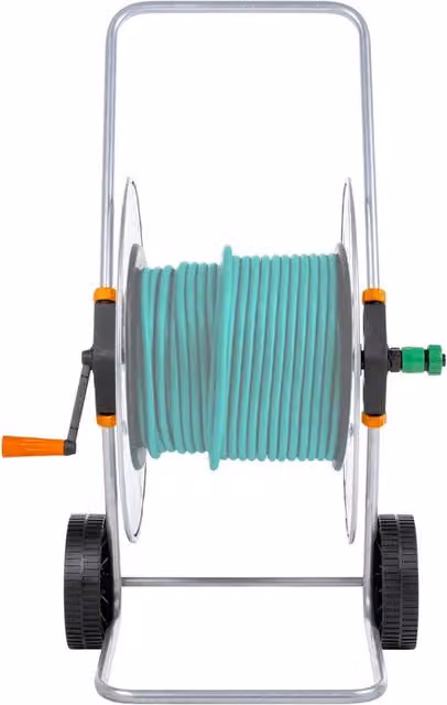 Carrello avvolgitubo vidaXL per tubo flessibile da 110 m 1/2 pollice, nero e argento
