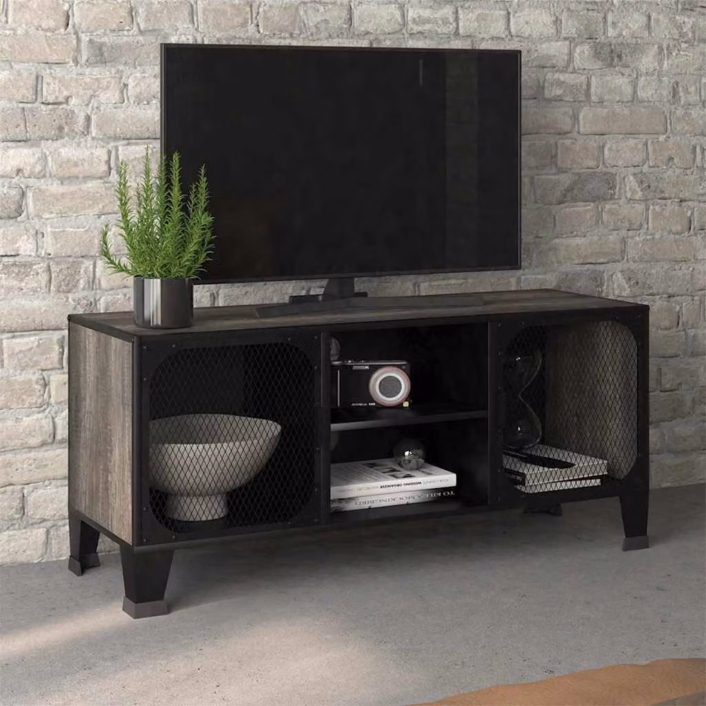 vidaXL Mobile Porta TV Grigio in Metallo e MDF L: 105 cm, P: 36 cm, H: 47 cm