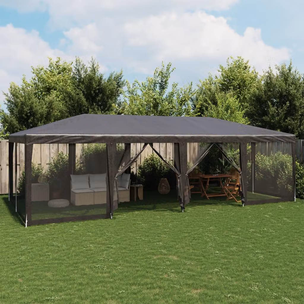 vidaXL Tenda per Feste con 12 Pareti in Rete Antracite L: 8 m, P: 4 m