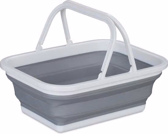 Set leggero per tenda e campeggio, 8,5 litri, cestino da picnic con manico, dimensioni: 15 x 38 x 28 cm, bianco/grigio