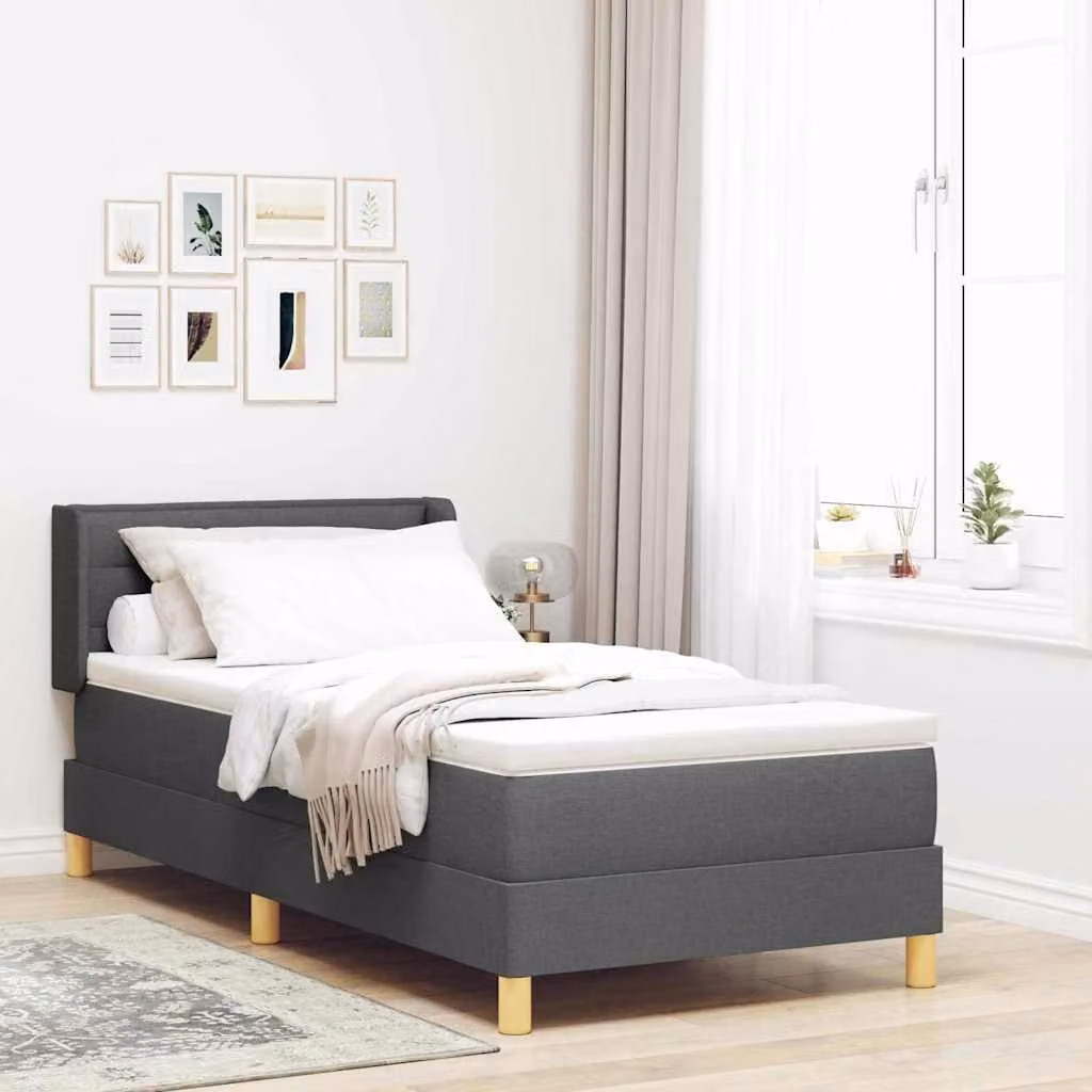 Maison Exclusive - Letto boxspring con materasso, grigio scuro, 200 x 80 cm, tessuto