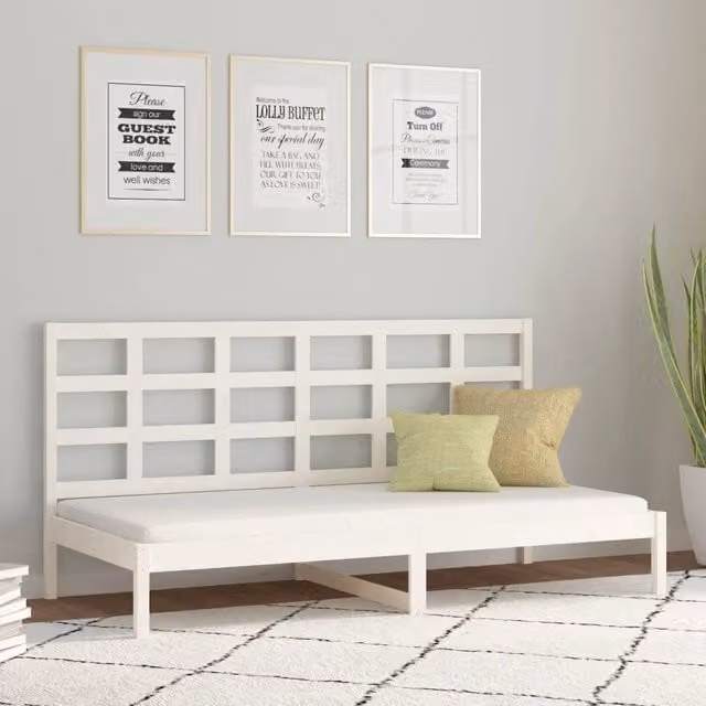Dormeuse in legno massello di pino bianca VIDAXL L/P/H: 200 x 80 x 35 cm – 1