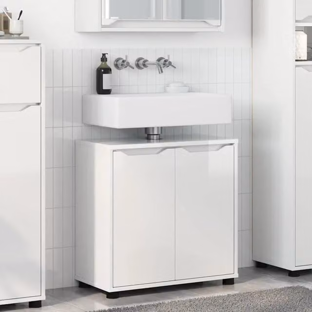 Mobile per lavabo da bagno-Armadietto da bagno Bianco Lucido 60 x 30 x 60 cm