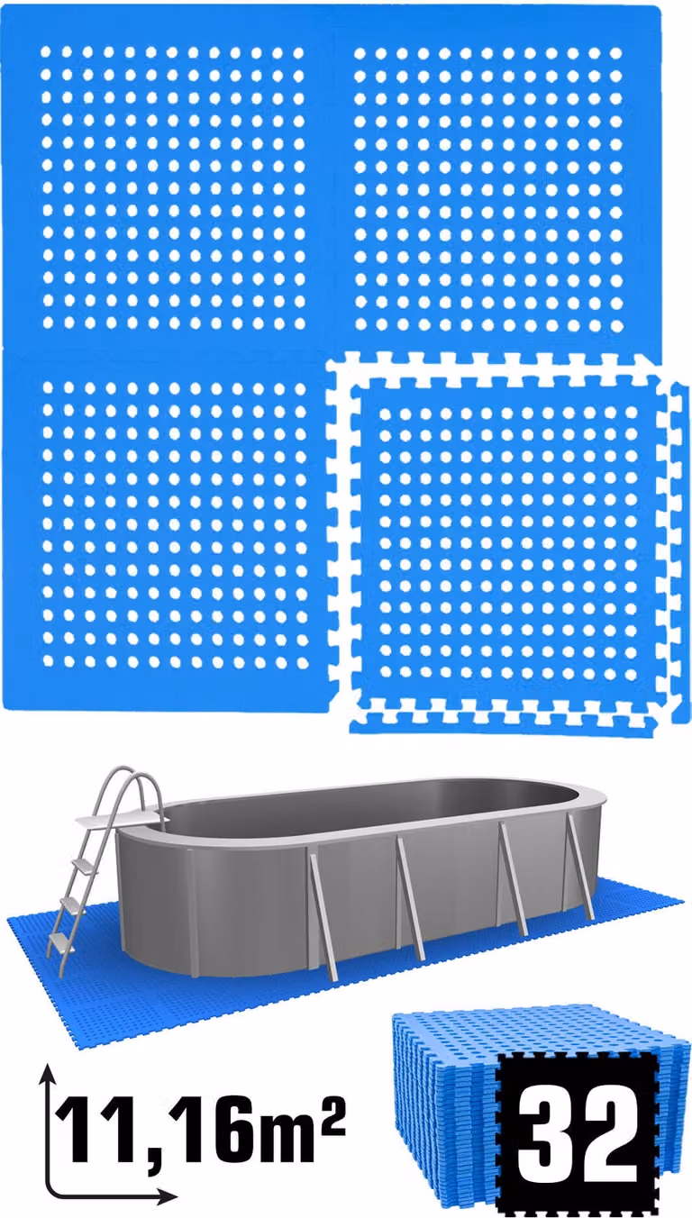 11,2 m² di sottofondo per piscina - 32 tappetini EVA 62x62 - set di sottofondi per piscina