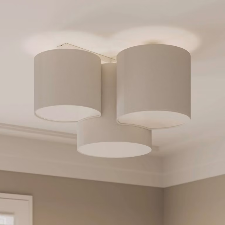 Plafoniera soffitto Mona TK Lighting, dimmerabile, Bianco / Opale, Camera da letto, Tessuto / Stoffa / Seta, Moderno, Plafoniera