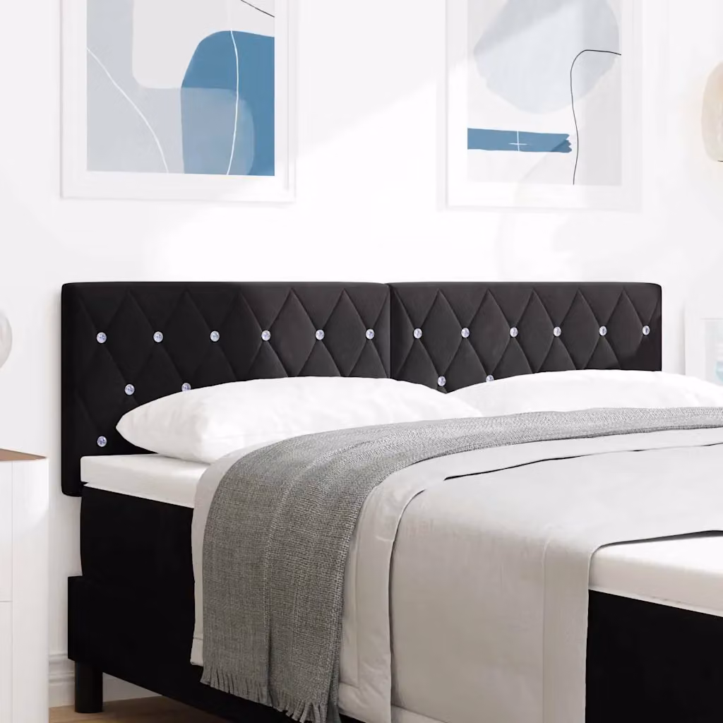 Testiera per letto vidaXL con illuminazione LED integrata in velluto nero, Larghezza: 160 cm