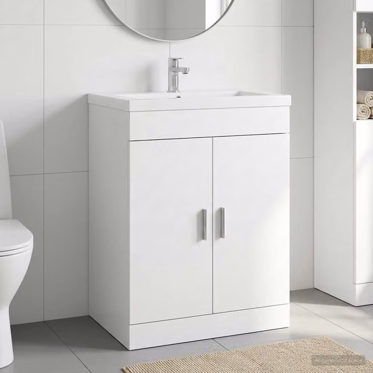 Mobiletto da bagno sotto lavabo vidaXL bianco moderno con ante a battente L/P/H: 78,5 x 37,5 x 81 cm