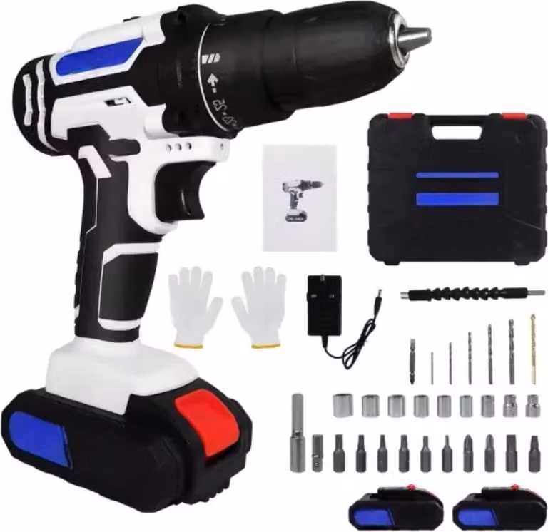 Accuboorboorset 21V Tavien - Avvitatore elettrico - 2 velocità variabili - 25+1 coppie - Batteria agli ioni di litio e caricabatteria rapido