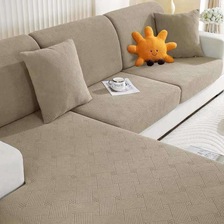 Copertura per cuscino da seduta, elasticizzata, color kaki, per chaise longue, motivo geometrico, antiscivolo