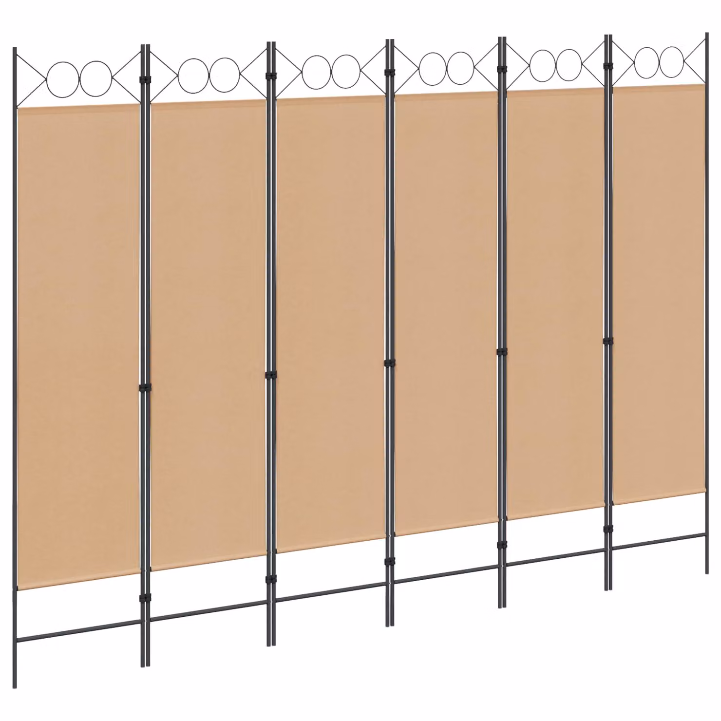 Divisore per stanza vidaXL a 6 pannelli beige in tessuto, L 240 cm x H 180 cm