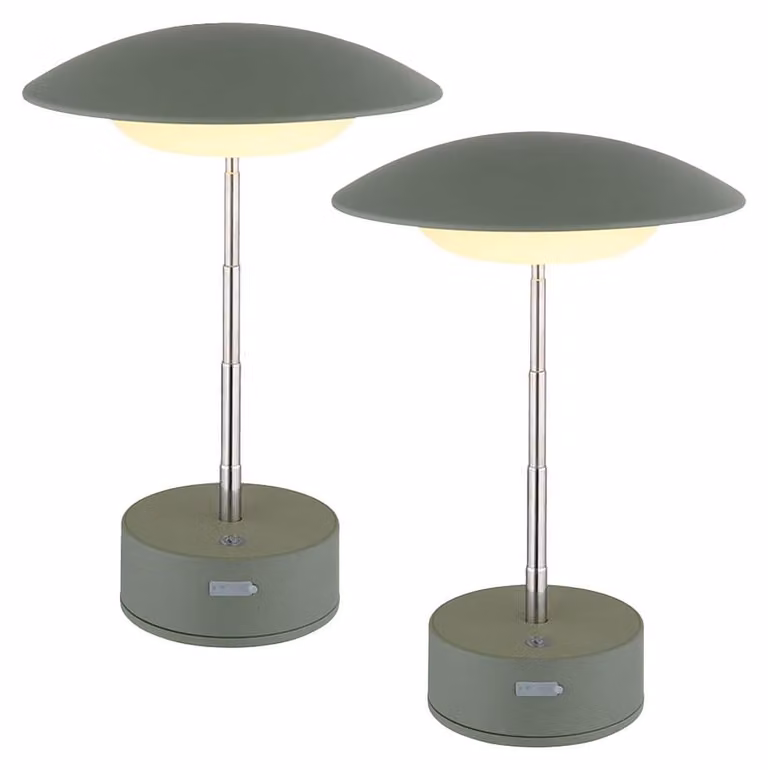 set di 2 lampade da tavolo a LED, verdi, touch dimmer, regolabili in altezza
