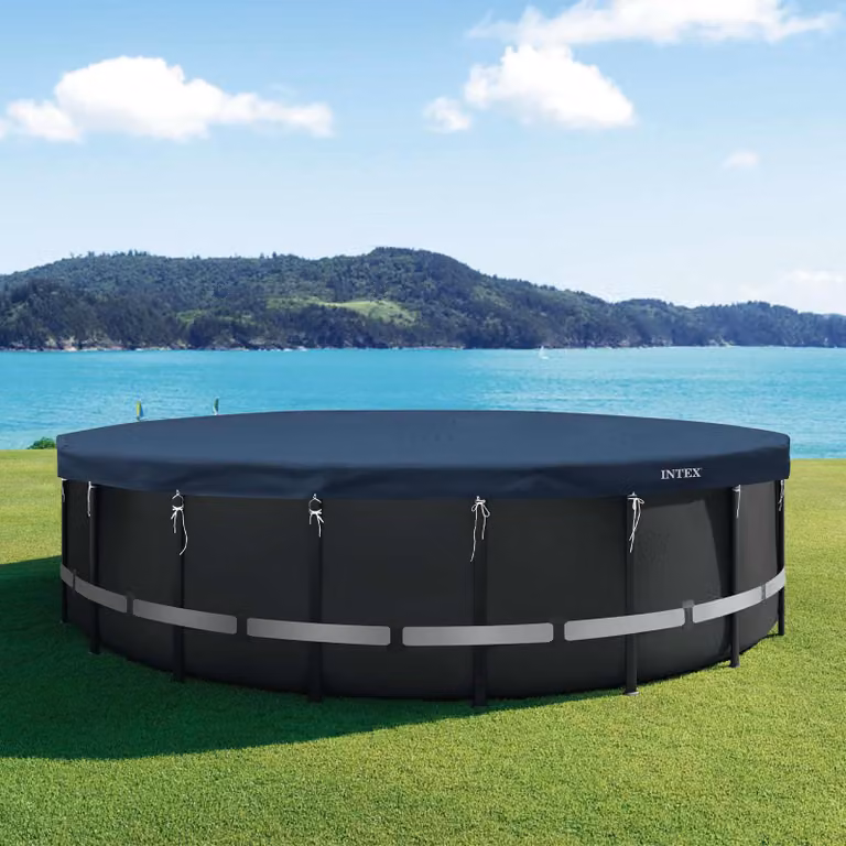 Copertura rotonda per piscina Intex in PVC e PET, blu e grigio, Ø 610 cm x 20 cm