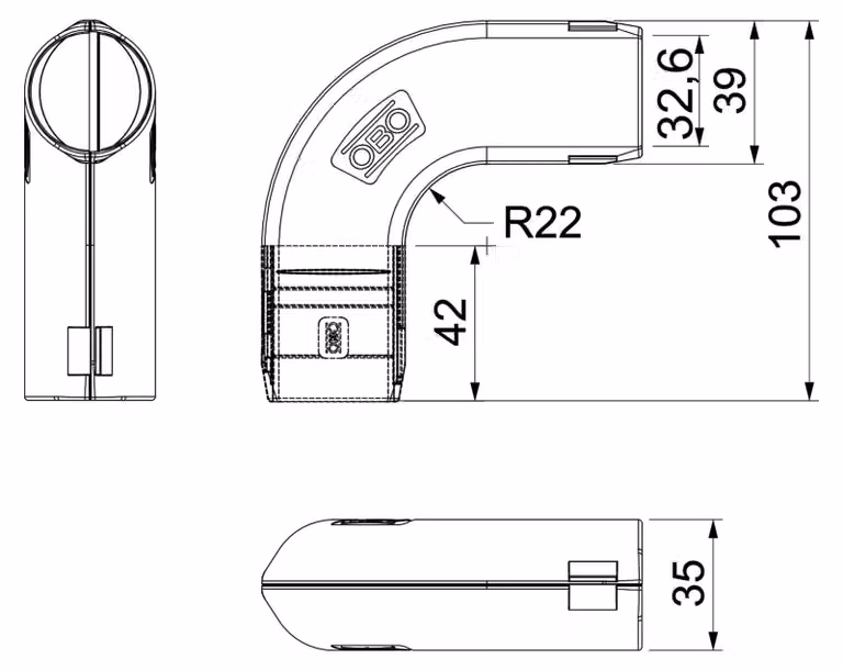 Obo Bettermann 2154058, raccordo angolare, grigio, 388 mm