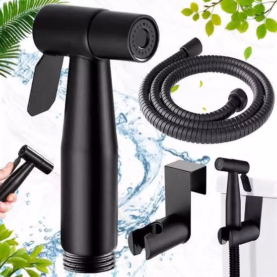 Set completo per bidet in acciaio inossidabile Ibbenzoa®, con doccetta manuale e tubo di prolunga da 150 cm – getto regolabile, attacco in acciaio inossidabile, adatto per bagno e cucina