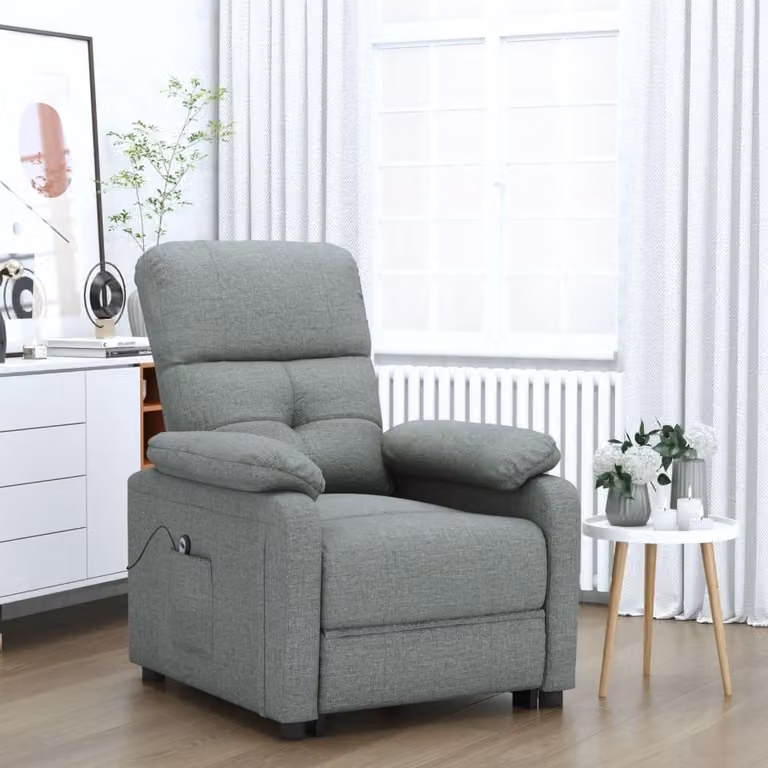 The Living Store Recliner elettrica in tessuto grigio scuro