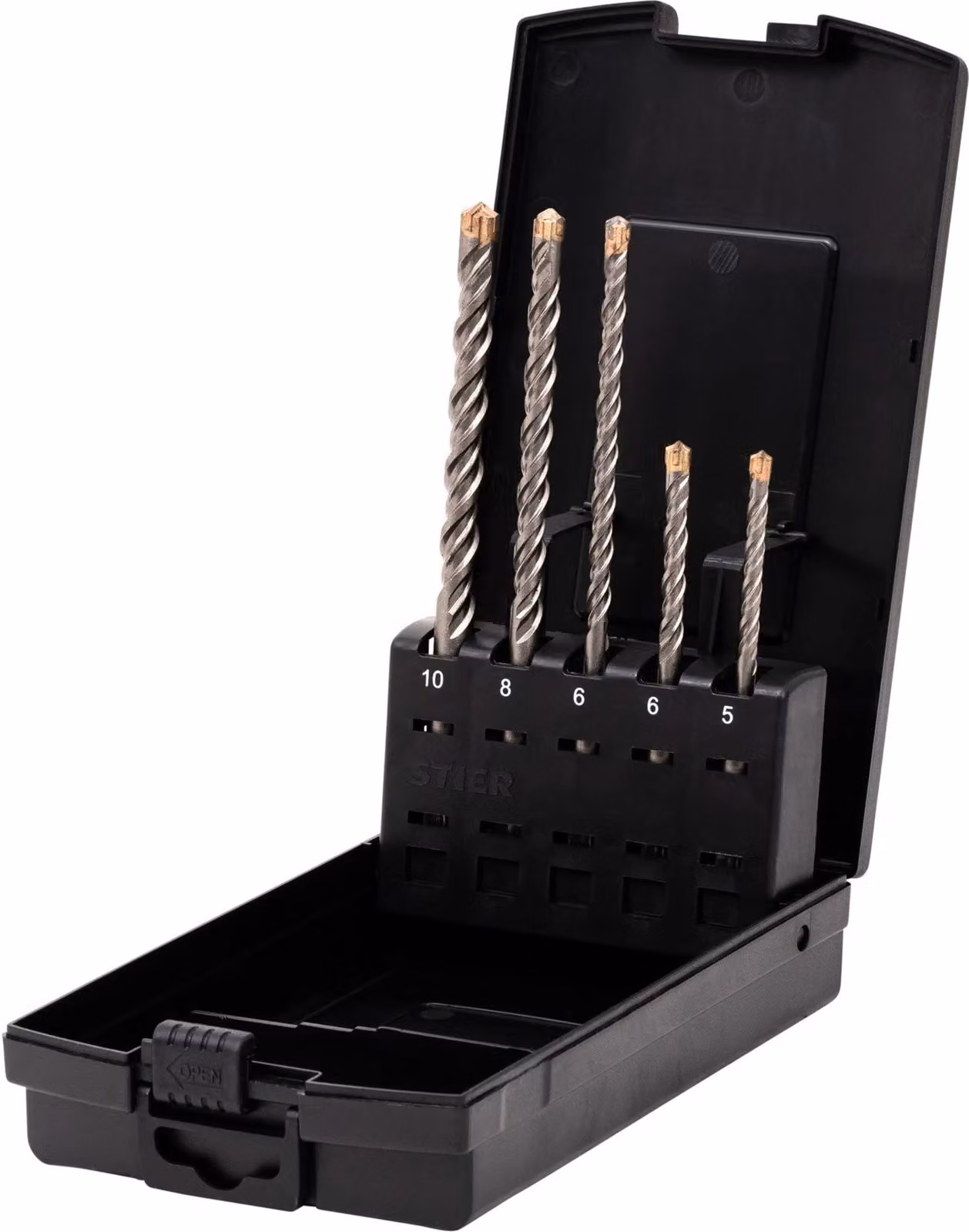 Set di punte per martello STIER Premium SDS-plus da 5 pezzi, set di punte per martello SDS plus, set di punte SDS, punte per calcestruzzo