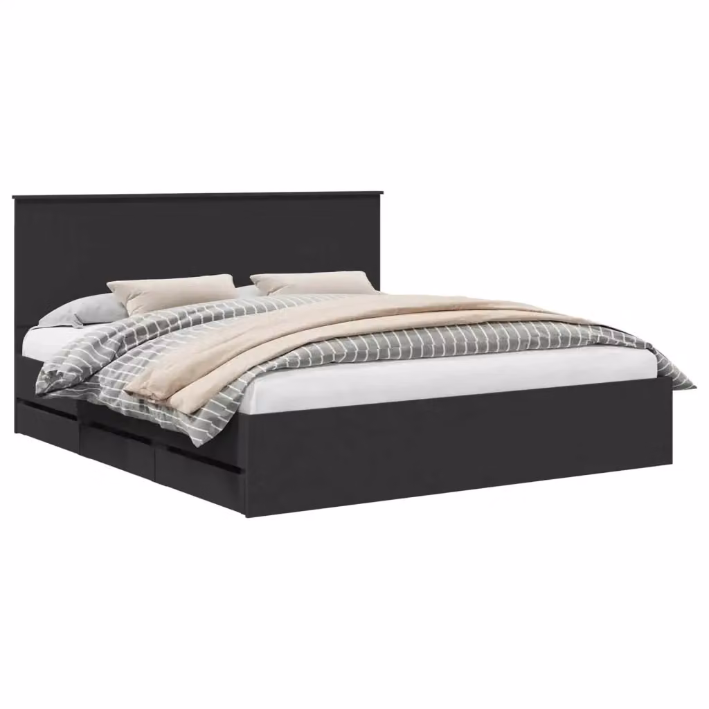 Letto con cassetti vidaXL in legno ingegnerizzato nero L/P/H: 180 x 200 x 210 cm – 2