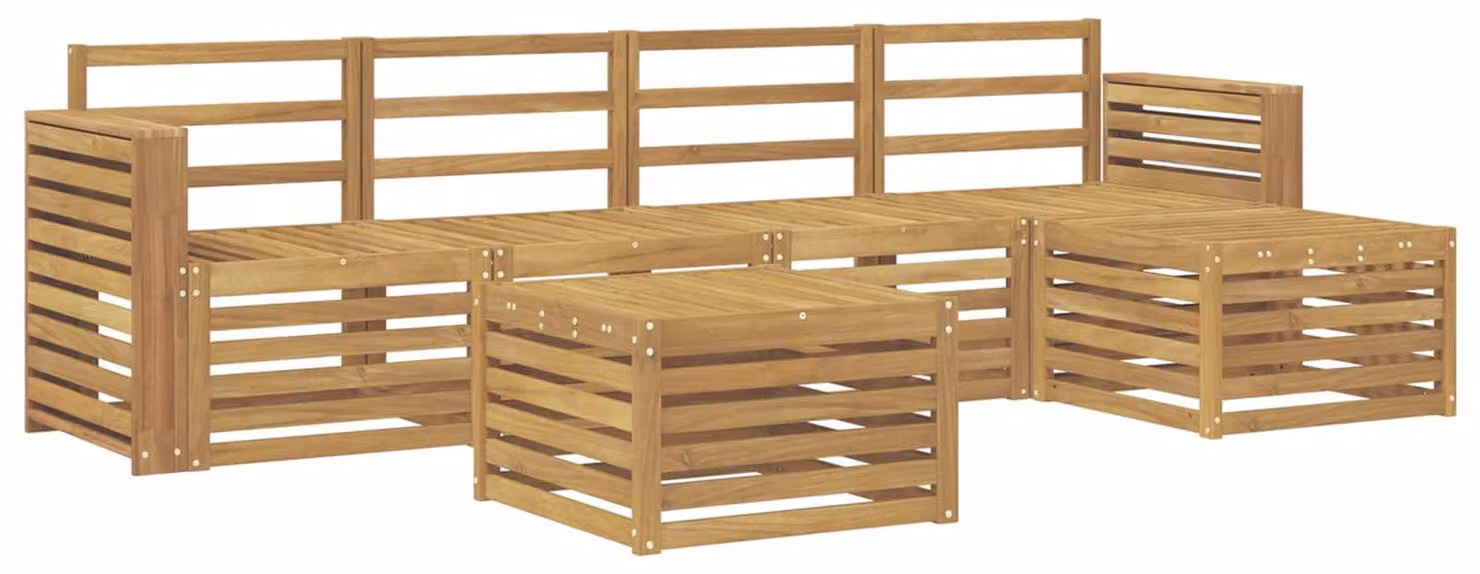 Set di divani da esterno, 6 pezzi, colore bianco, dimensioni 59 x 59 x 37 cm