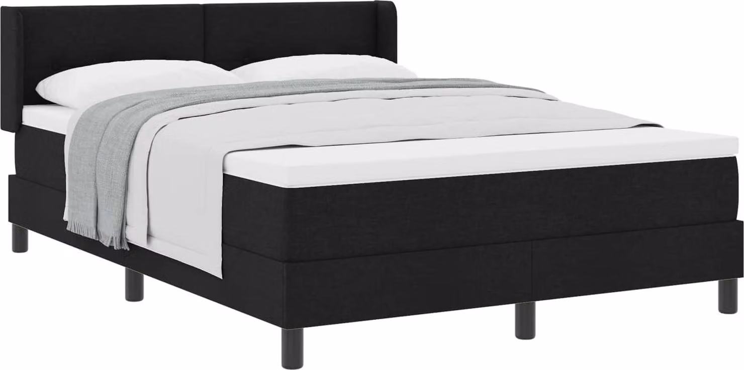 Maison Exclusive - Letto boxspring con testiera, nero, 200 x 140 cm, tessuto