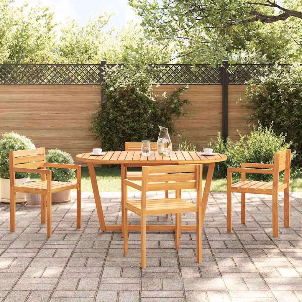 vidaXL Tavolo da pranzo ovale da giardino in legno di acacia marrone L: 150 cm, P: 90 cm, H: 75 cm