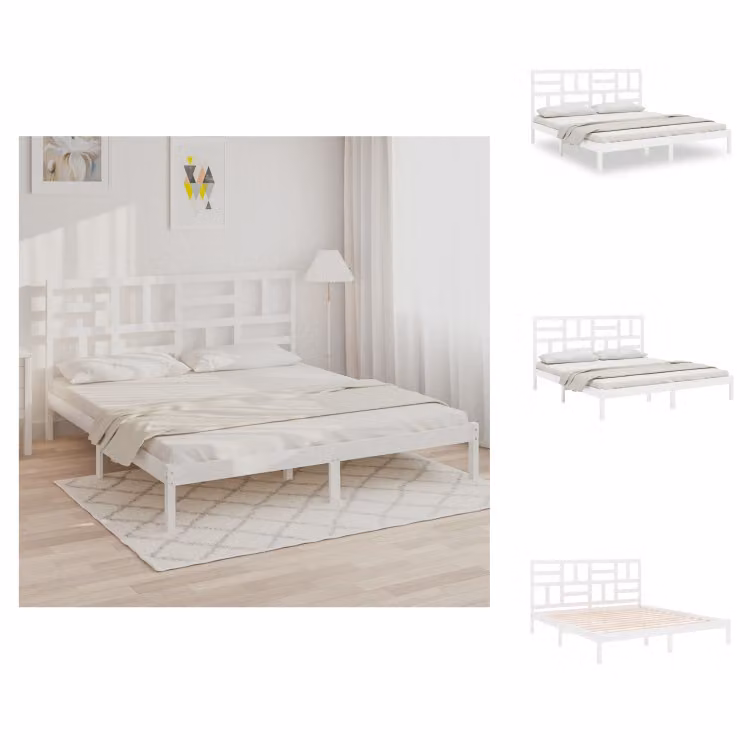 vidaXL Letto in legno massiccio bianco 180x200 cm - Letti e strutture letto