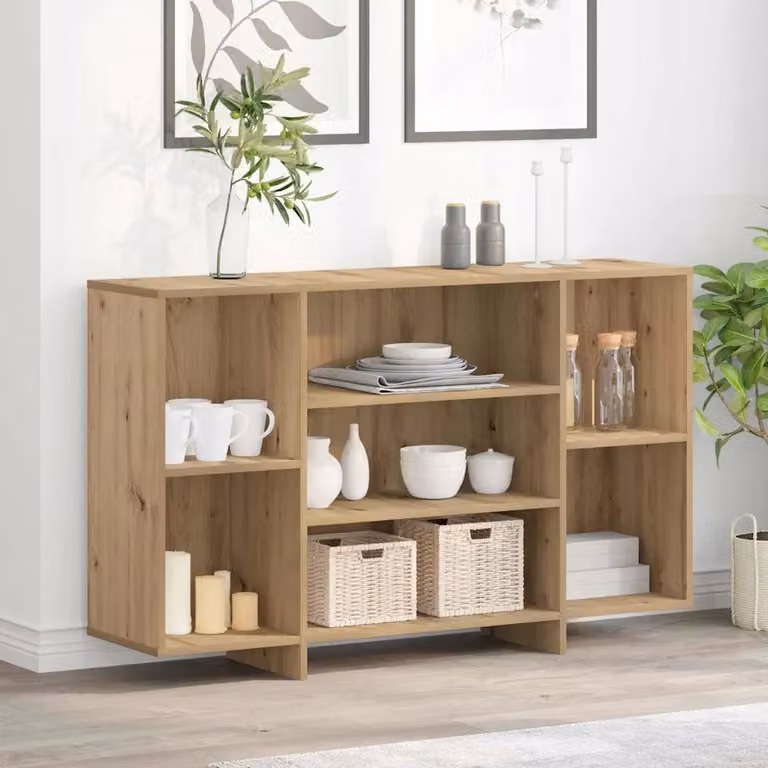 Credenza moderna vidaXL in legno color rovere marrone L: 120 cm, P: 30 cm, H: 75 cm