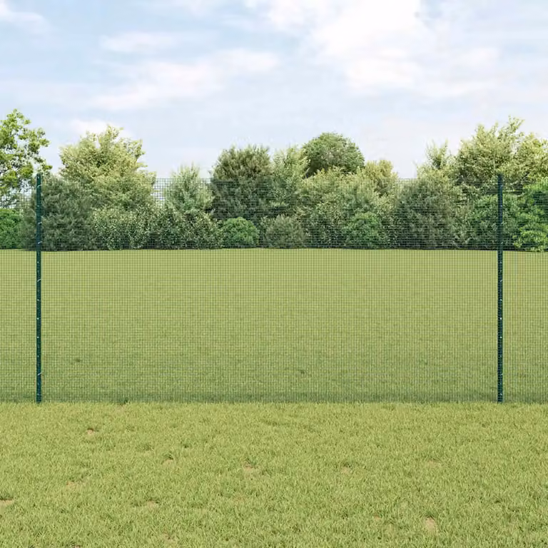 Recinzione in rete saldata con pali vidaXL in acciaio e PVC verde, L: 12,0 m, H: 1,2 m