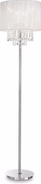 Lampada da terra Ideal Lux Opera con finitura cromata e paralume bianco cilindrico