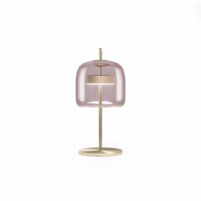 Lampada da tavolo Vistosi Jube in vetro e metallo con LED dimmabile, disponibile in oro/ottone, argento o nero