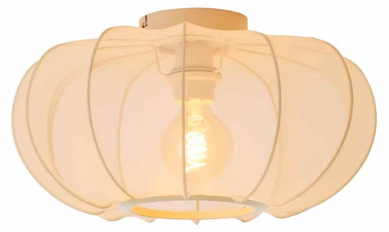 Plafoniera - beige - Plumalia - tessile - lampada a campana - E27 - 9208227 - Light & Living
