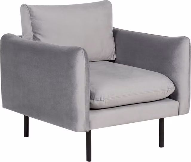 Poltrona moderna BELIANI in velluto grigio con gambe in metallo nero per soggiorno