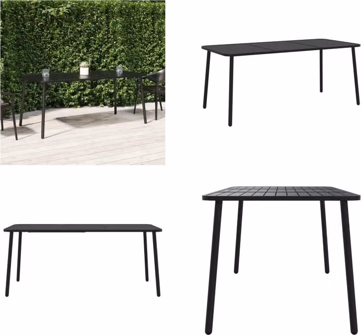 vidaXL Tavolo da giardino antracite 165x80x71 cm in acciaio - Tavolo da giardino - Tavoli da giardino - Tavolo da esterno - Tavolo da patio