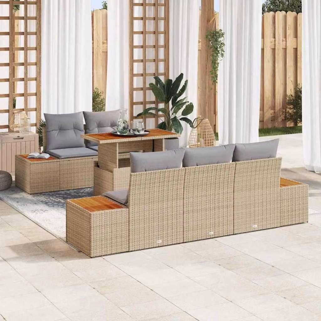 Maison Exclusive - Set da giardino composto da 6 pezzi, divano in rattan sintetico beige
