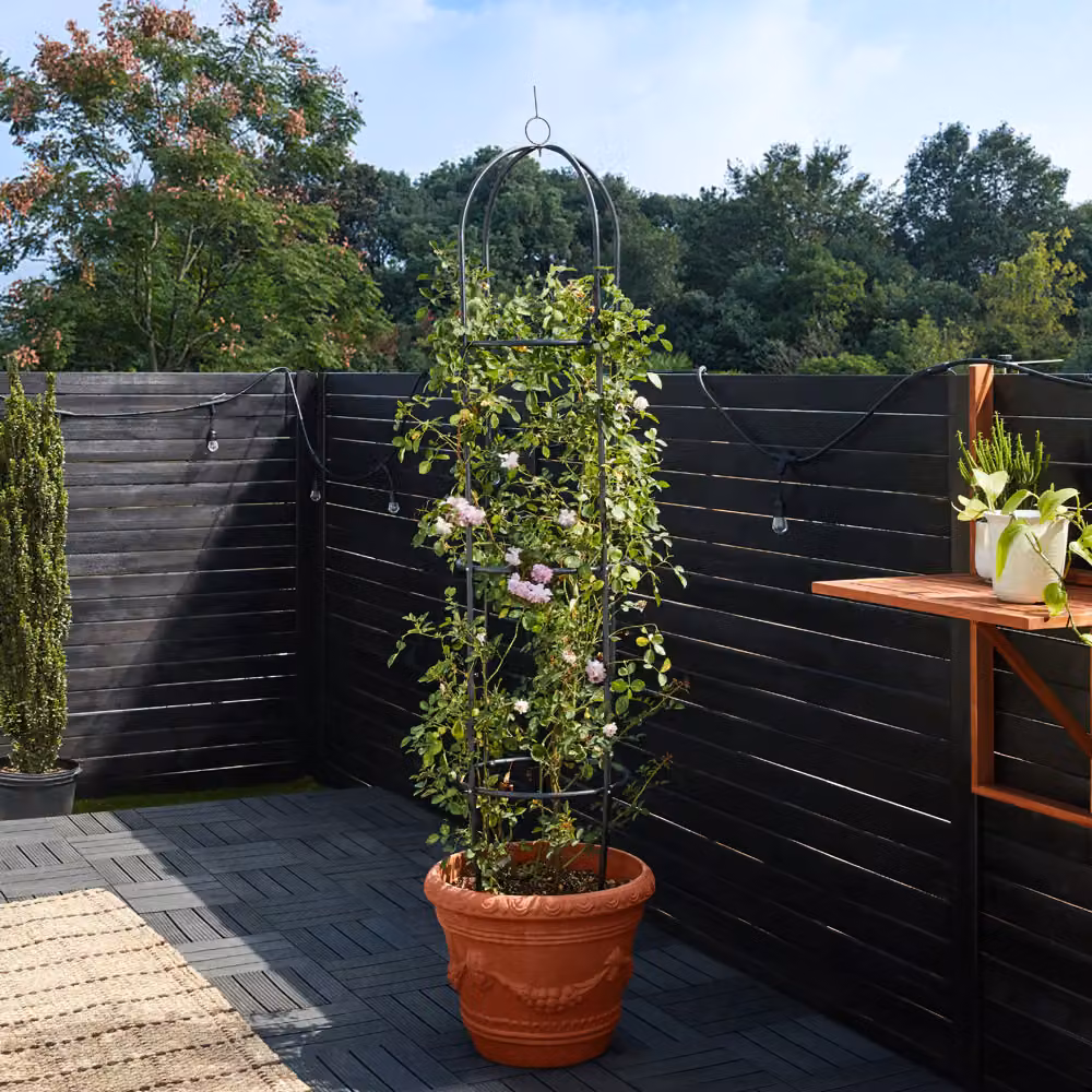 Set di 2 obelischi Gardebruk® in metallo nero per rose e piante rampicanti, H: 200 cm, L: 40 cm, P: 40 cm – 3