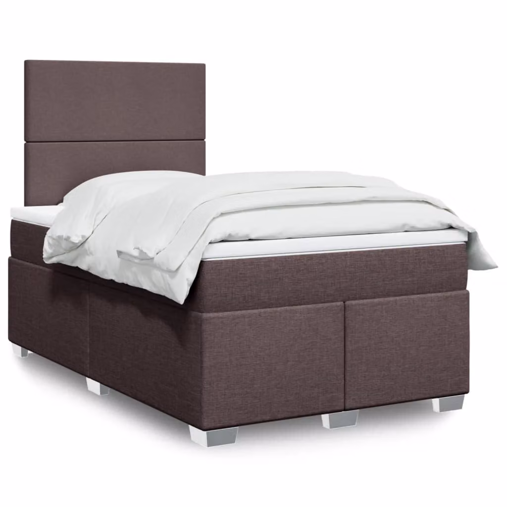 Letto Ibrido vidaXL con Giroletto a Molle e Materasso in Tessuto Marrone e Bianco, L/P/H: 120 x 190 x 150,5 cm