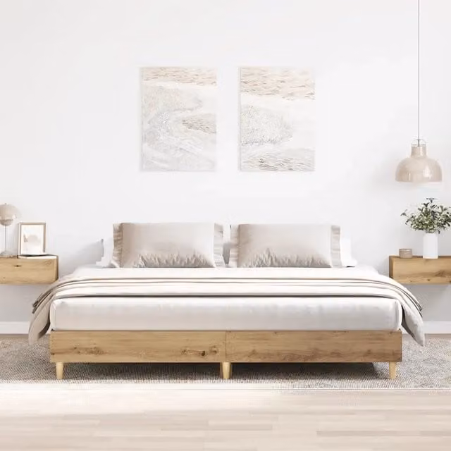 Struttura Letto Giroletto Artigianale Design Mania in Legno di Pino Rovere Marrone L/P/H: 180 x 200 x 25 cm