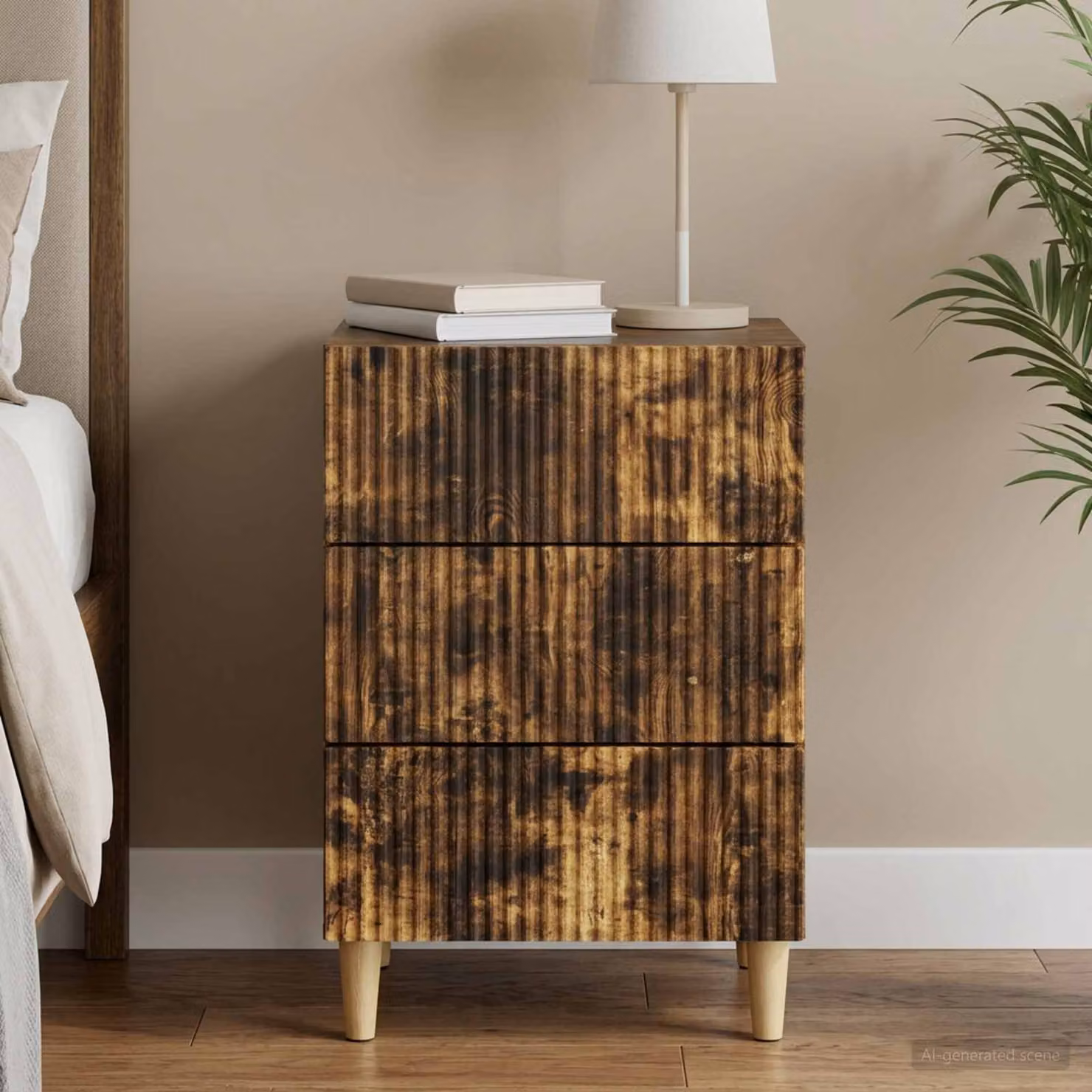 Armadio da Notte vidaXL in Rovere Fumo, L 43 cm x P 41 cm x H 66,5 cm
