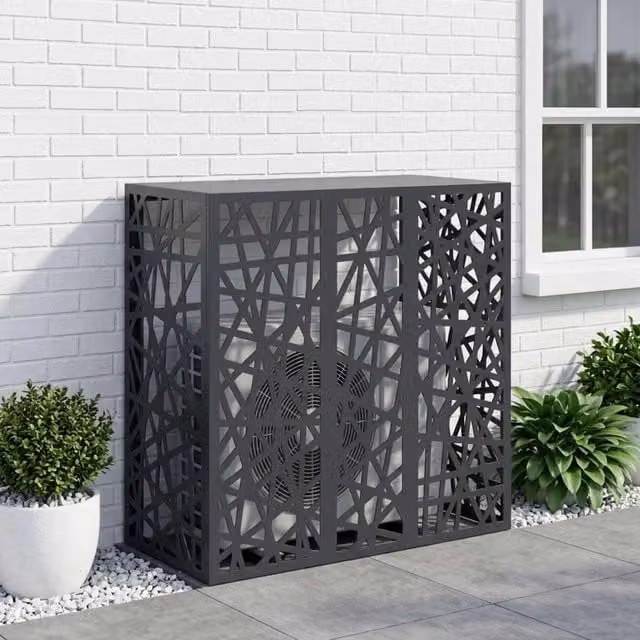 Copertura per condizionatore d'aria vidaXL in acciaio, colore antracite, L 110 x P 50 x H 105 cm – 1