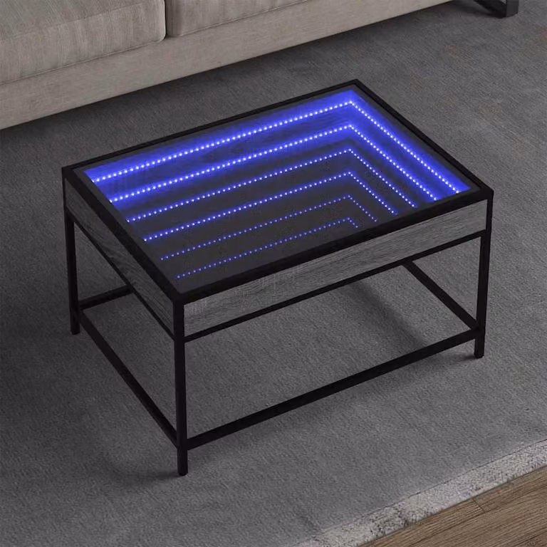 vidaXL Tavolino da Salotto Moderno con LED Grigio, L 70 cm x P 50 cm x H 41 cm