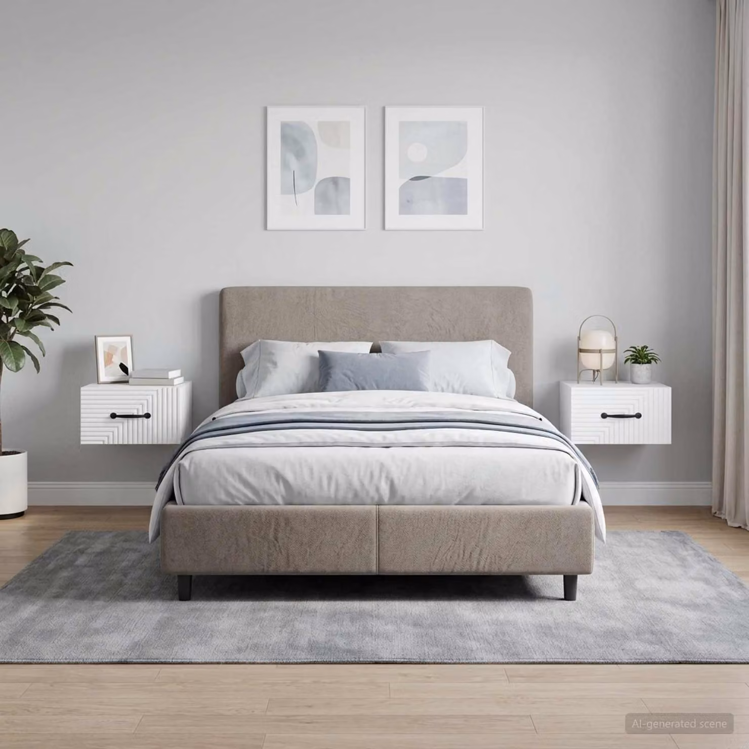 Set di 2 comodini sospesi vidaXL in bianco lucido L: 34,5 cm, P: 33 cm, H: 20 cm
