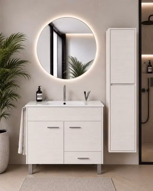 Mobile bagno con lavabo ORIGENBATH SAMOS senza specchio 50x40 cm bianco nordico con colonna
