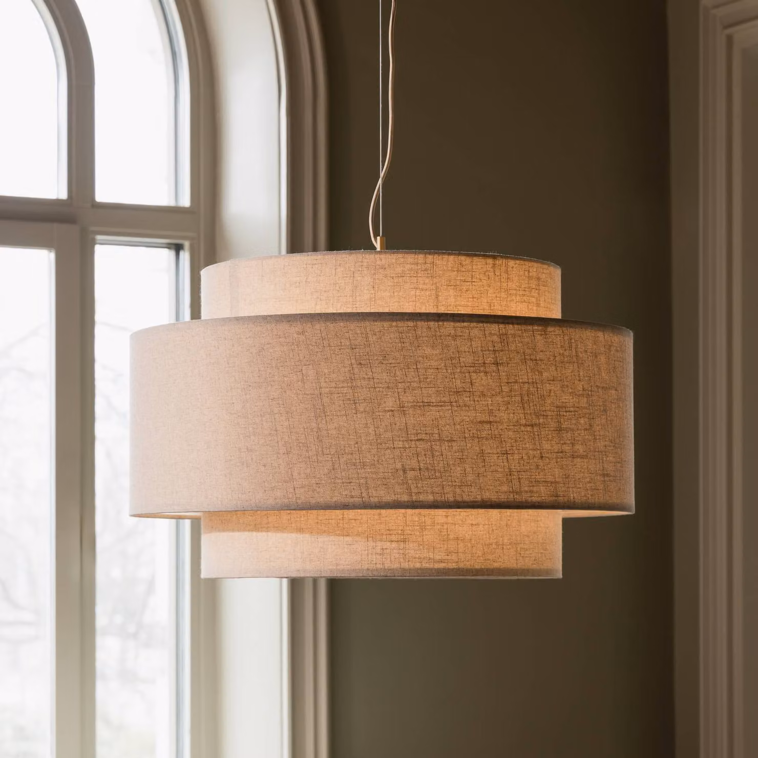Globen Lighting Lampada a sospensione Noah Bouclé, dimmerabile, Crema / Ambra, Soggiorno / Sala da pranzo, Tessuto / Stoffa / Seta, Scandinavo, Lampada a sospensione