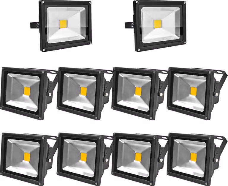 Greenmigo 10pcs 20W LED Outdoor Floodlight 3000K bianco caldo Floodlight IP65 impermeabile Floodlight Outdoor Spotlight per giardino garage campo sportivo