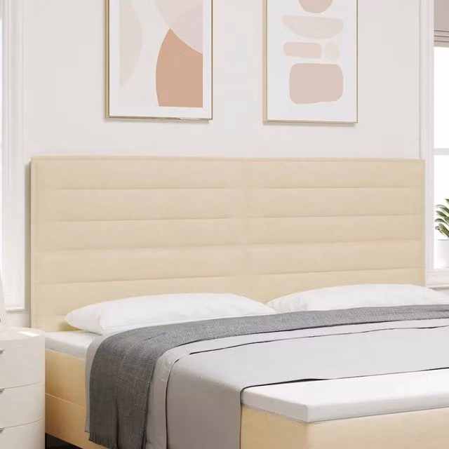 Testiera per letto imbottita vidaXL in tessuto beige e legno di pino con design moderno